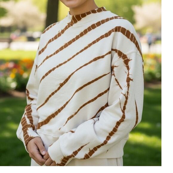 Proenza Schouler White Label Sweatshirt Womens XS Ecru Brown Tie Dye Chic USA - Picture 1 of 14